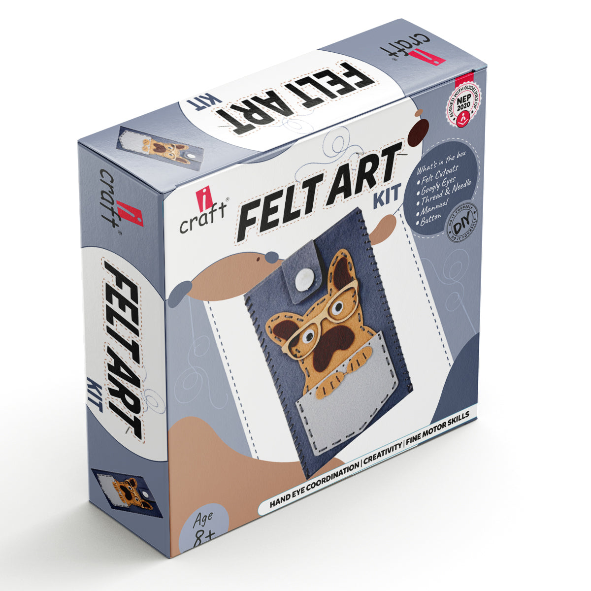 iCraft Felt Dog Pouch Craft Kit for Kids - Stitch & Create iCraft